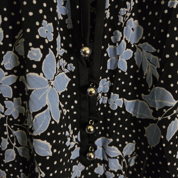 Veronica Beard Hawken Black Tiered Floral Dress Bracelet Balloon Sleeve Size 10 - Picture 8 of 10